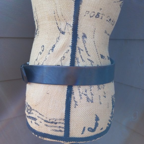 Lauren Ralph Lauren Black Leather Belt Silvertone Buckle - Picture 5 of 16